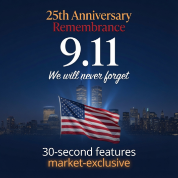 An image of an American flag and text remembering the 9/11 terror attacks