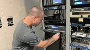 SCETV Broadcast Engineer Brandon Smallwood checks the gear.