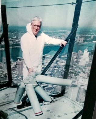 Herb Squire high atop the Empire State Building at its broadcast facilities, in the early 2000s.