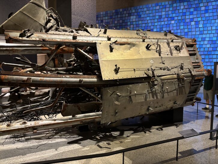 A segment of transmission tower from the World Trade Center at the The National September 11 Memorial & Museum.