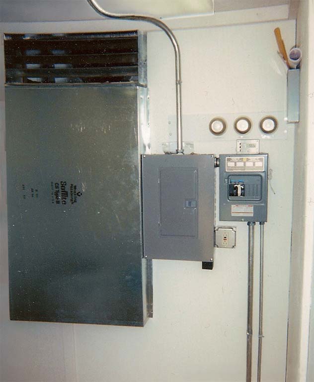 Interior distribution with feed on top and return on bottom, including filter rack.