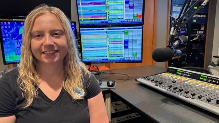 Rachel Schlarb in the studio with ENCO DAD automation.
