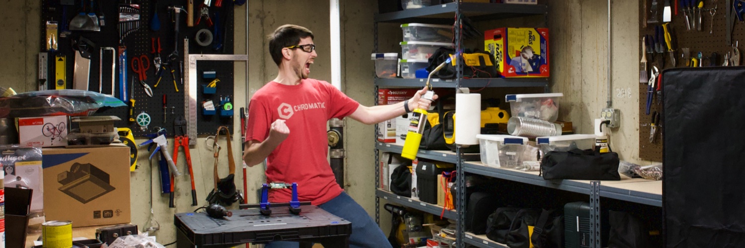Jeff inside his own workshop.