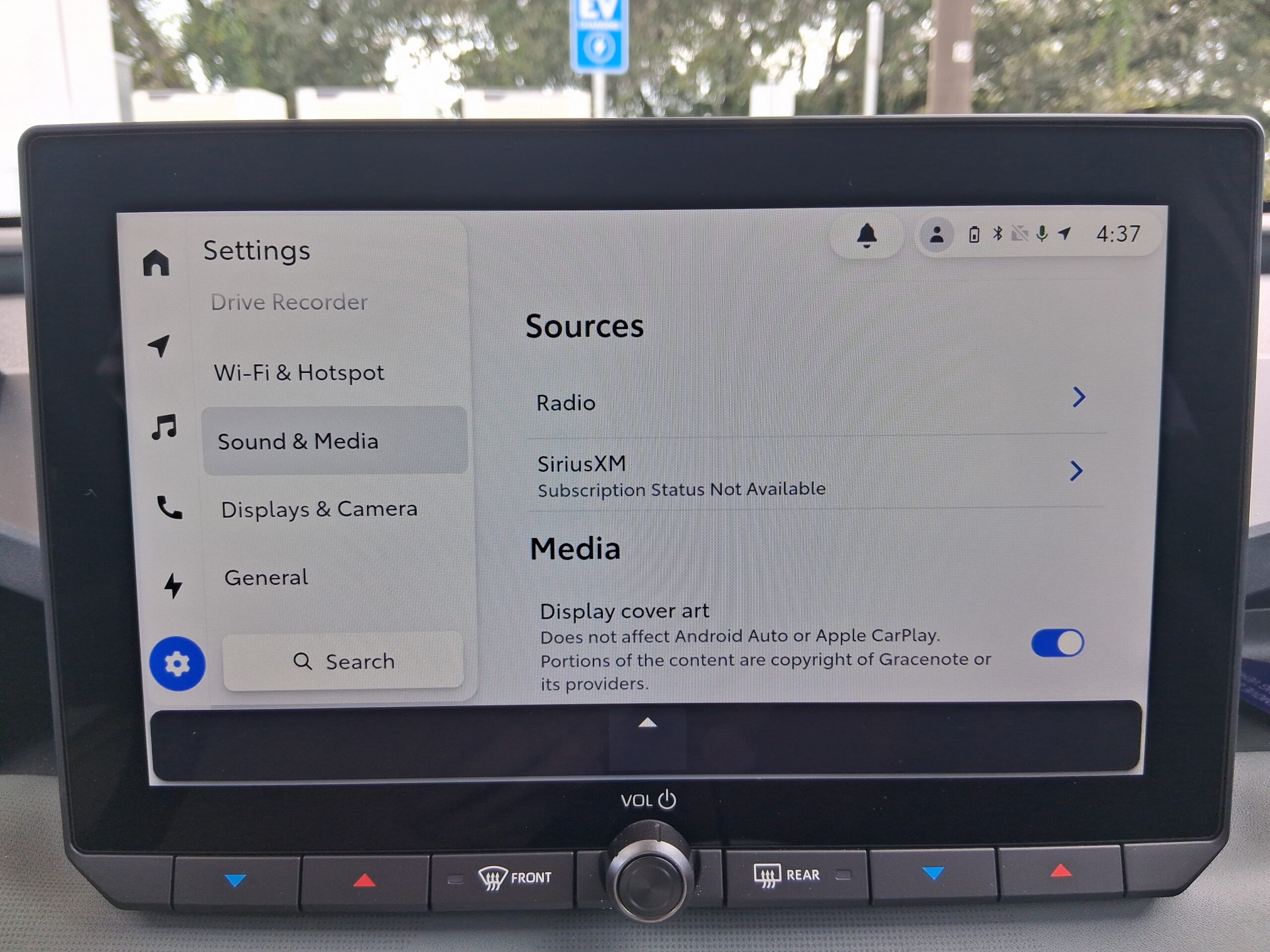 Our search for the radio screen in the Toyota RAV4 PHEV begins on the startup screen