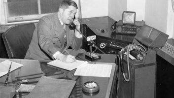 Paul White in his CBS office. Courtesy John Schneider/The Radio Historian.