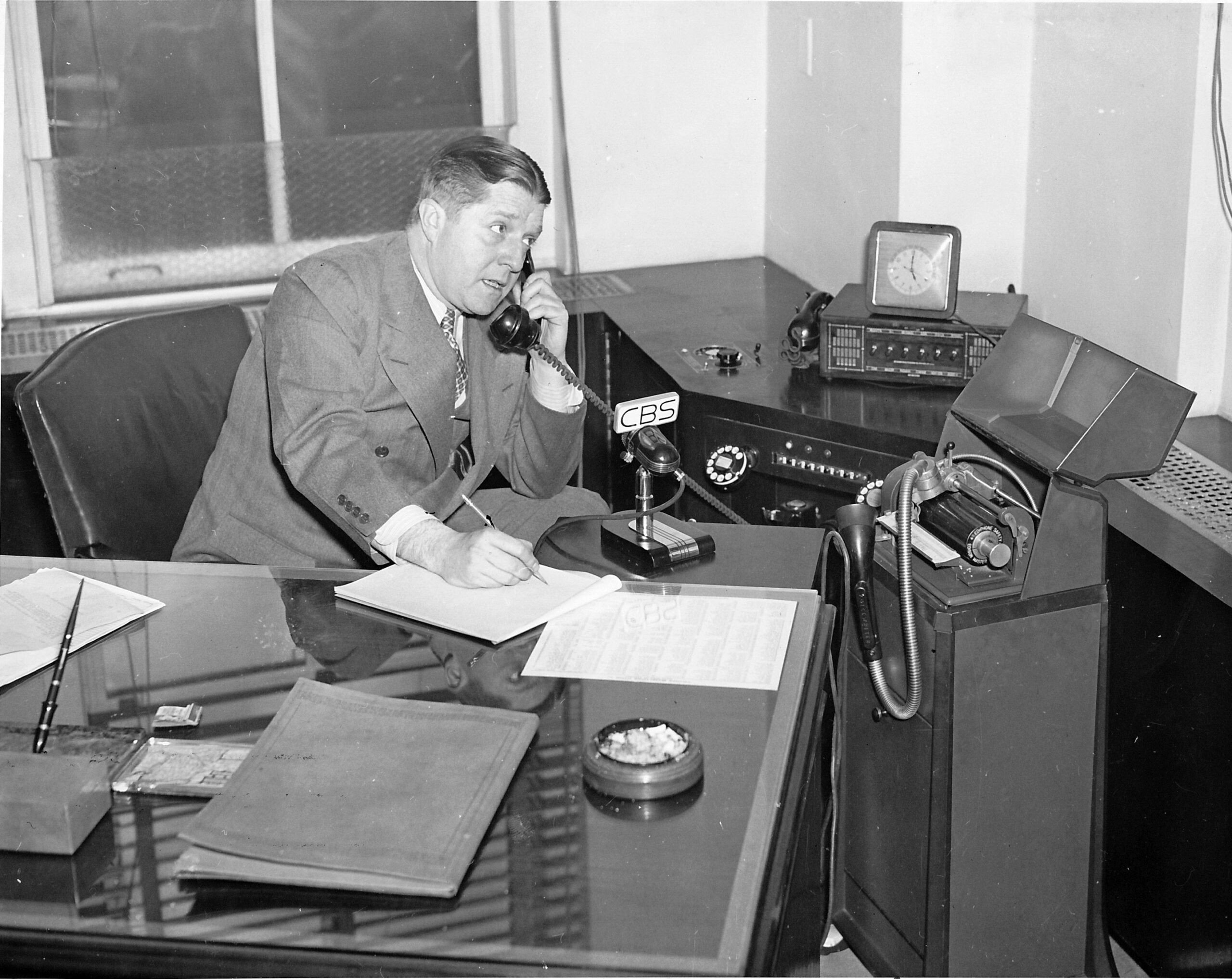 Paul White in his CBS office. Courtesy John Schneider/The Radio Historian.
