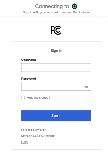 EAS participants must sign in using an active FCC CORES username and password.
