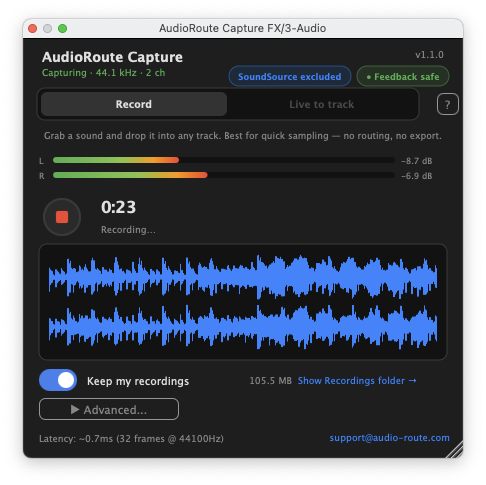 AudioRoute's capture sequence.