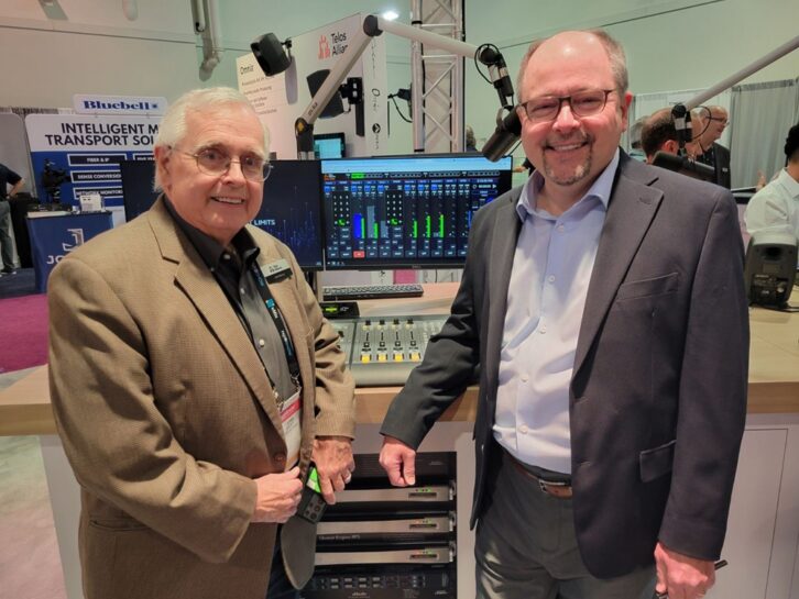 John Bisset and Paul McLane in a booth at a past NAB Show.