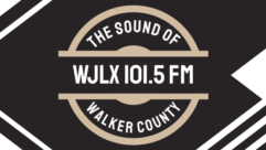 Logo0 of WJLX with the words "The sound of Walker County" WJLX 101.5